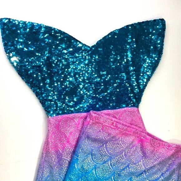 Reversible Sequin Mermaid Tail Fleece Sleeper Sleep Sack OS - Picture 3 of 8